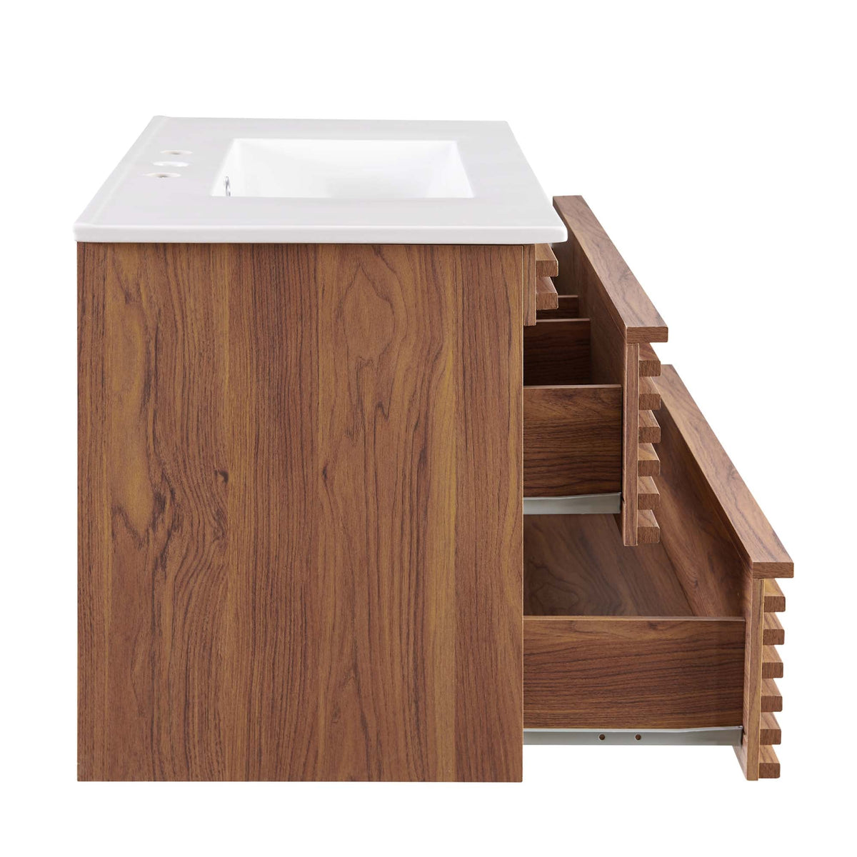 Render Walnut/White 36" Wall-Mount Bathroom Vanity - Ornate Home