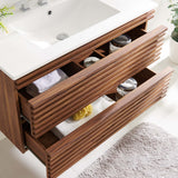 Render Walnut/White 36" Wall-Mount Bathroom Vanity - Ornate Home