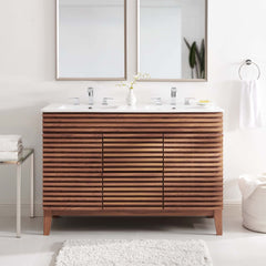 Render Walnut/White 48" Double Sink Bathroom Vanity - Ornate Home