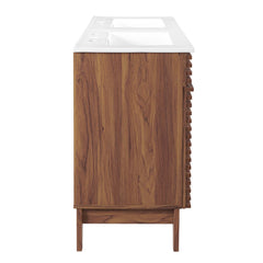Render Walnut/White 48" Double Sink Bathroom Vanity - Ornate Home