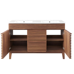 Render Walnut/White 48" Double Sink Bathroom Vanity - Ornate Home