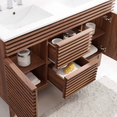 Render Walnut/White 48" Double Sink Bathroom Vanity - Ornate Home