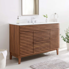 Render Walnut/White 48" Single Sink Bathroom Vanity - Ornate Home