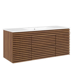 Render Walnut/White 48" Wall-Mount Bathroom Vanity - Ornate Home
