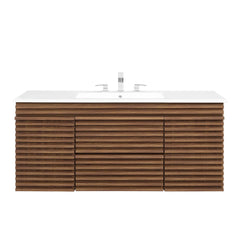Render Walnut/White 48" Wall-Mount Bathroom Vanity - Ornate Home