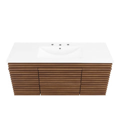 Render Walnut/White 48" Wall-Mount Bathroom Vanity - Ornate Home