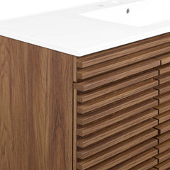 Render Walnut/White 48" Wall-Mount Bathroom Vanity - Ornate Home