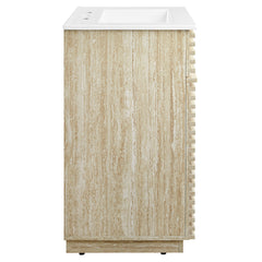 Render White 24" Faux Travertine Bathroom Vanity With Sink - Ornate Home