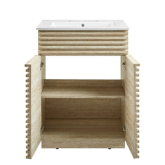 Render White 24" Faux Travertine Bathroom Vanity With Sink - Ornate Home