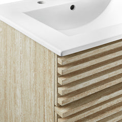 Render White 24" Faux Travertine Bathroom Vanity With Sink - Ornate Home