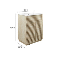 Render White 24" Faux Travertine Bathroom Vanity With Sink - Ornate Home