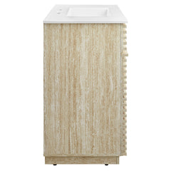 Render White 36" Faux Travertine Bathroom Vanity With Sink - Ornate Home