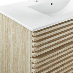 Render White 36" Faux Travertine Bathroom Vanity With Sink - Ornate Home