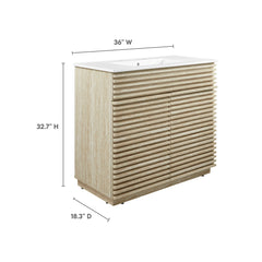 Render White 36" Faux Travertine Bathroom Vanity With Sink - Ornate Home