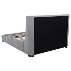 Rennes Grey Upholstered Eastern King Wingback Platform Bed - Ornate Home