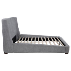 Rennes Grey Upholstered Eastern King Wingback Platform Bed - Ornate Home