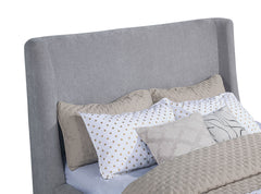 Rennes Grey Upholstered Eastern King Wingback Platform Bed - Ornate Home