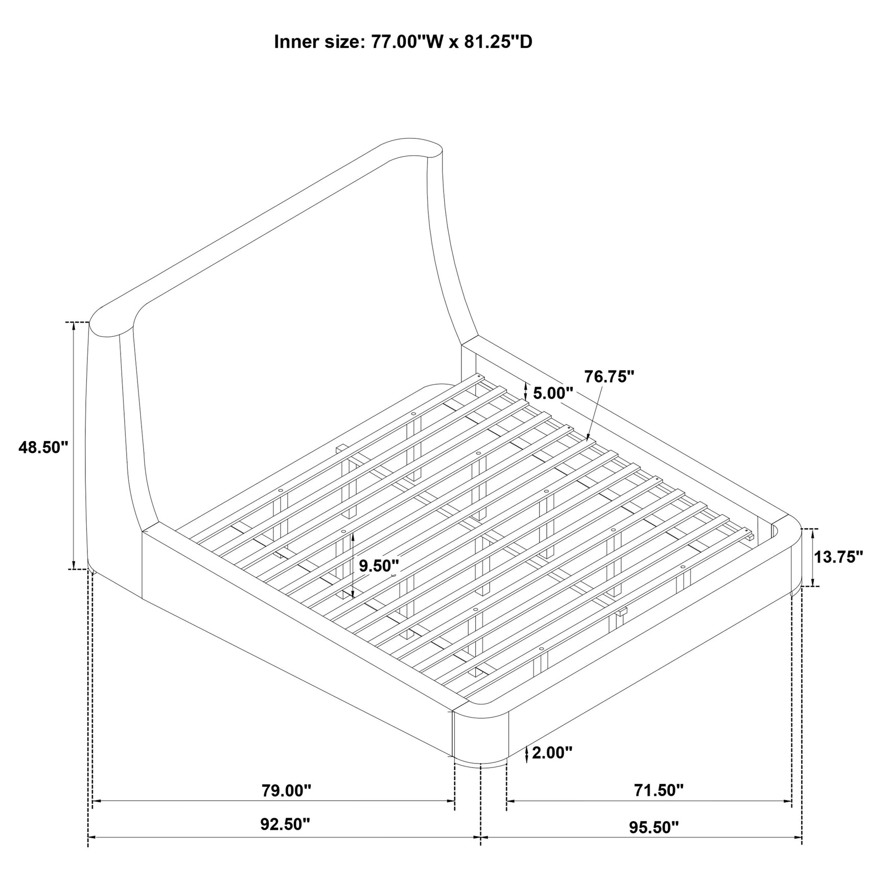 Rennes Grey Upholstered Eastern King Wingback Platform Bed - Ornate Home