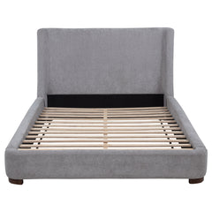 Rennes Grey Upholstered Queen Wingback Platform Bed - Ornate Home