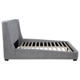 Rennes Grey Upholstered Queen Wingback Platform Bed - Ornate Home