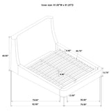 Rennes Grey Upholstered Queen Wingback Platform Bed - Ornate Home