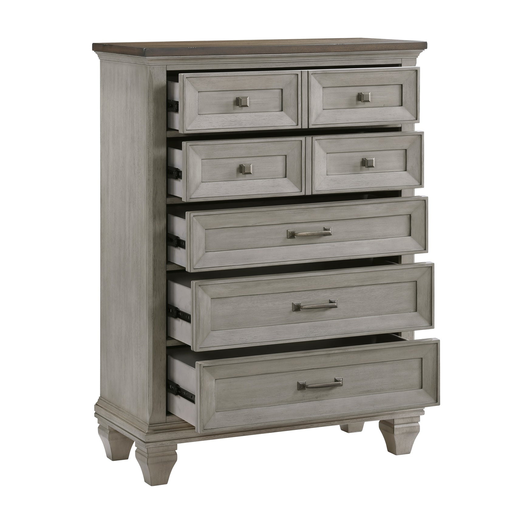 Renton Brown/Antique Gray 5-Piece Queen Bedroom Set - Ornate Home