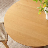 Renwick 47 Inch Oak Veneer Round Pedestal Dining Table - Ornate Home