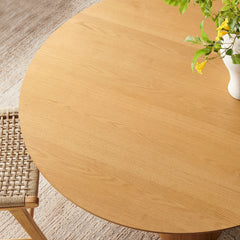 Renwick 47 Inch Oak Veneer Round Pedestal Dining Table - Ornate Home