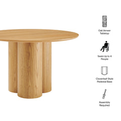 Renwick 47 Inch Oak Veneer Round Pedestal Dining Table - Ornate Home