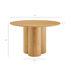Renwick 47 Inch Oak Veneer Round Pedestal Dining Table - Ornate Home