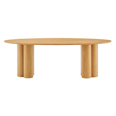 Renwick 79 Inch Oak Veneer Oval Pedestal Dining Table - Ornate Home