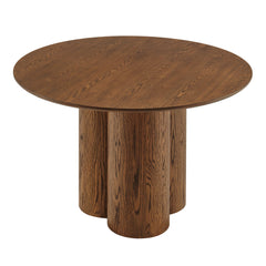 Renwick Walnut 47 Inch Oak Veneer Round Pedestal Dining Table - Ornate Home
