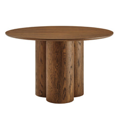 Renwick Walnut 47 Inch Oak Veneer Round Pedestal Dining Table - Ornate Home