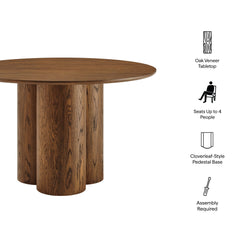 Renwick Walnut 47 Inch Oak Veneer Round Pedestal Dining Table - Ornate Home