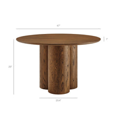 Renwick Walnut 47 Inch Oak Veneer Round Pedestal Dining Table - Ornate Home