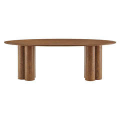 Renwick Walnut 79 Inch Oak Veneer Oval Pedestal Dining Table - Ornate Home
