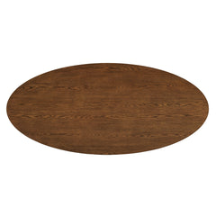 Renwick Walnut 79 Inch Oak Veneer Oval Pedestal Dining Table - Ornate Home