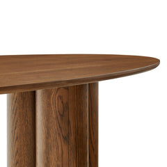 Renwick Walnut 79 Inch Oak Veneer Oval Pedestal Dining Table - Ornate Home