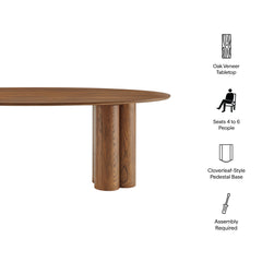 Renwick Walnut 79 Inch Oak Veneer Oval Pedestal Dining Table - Ornate Home