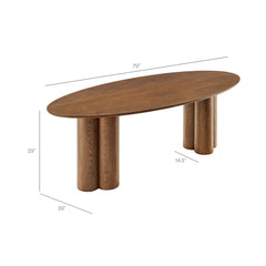 Renwick Walnut 79 Inch Oak Veneer Oval Pedestal Dining Table - Ornate Home