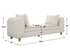 Repose Ivory Oversized Bench - Ornate Home