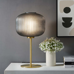 Reprise Black/Satin Brass Glass Sphere Glass and Metal Table Lamp - Ornate Home