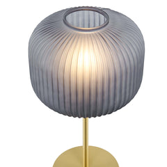 Reprise Black/Satin Brass Glass Sphere Glass and Metal Table Lamp - Ornate Home