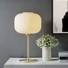 Reprise White/Satin Brass Glass Sphere Glass and Metal Table Lamp - Ornate Home