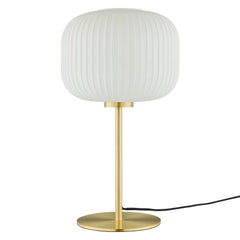 Reprise White/Satin Brass Glass Sphere Glass and Metal Table Lamp - Ornate Home