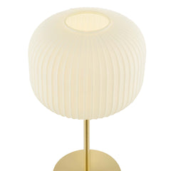 Reprise White/Satin Brass Glass Sphere Glass and Metal Table Lamp - Ornate Home