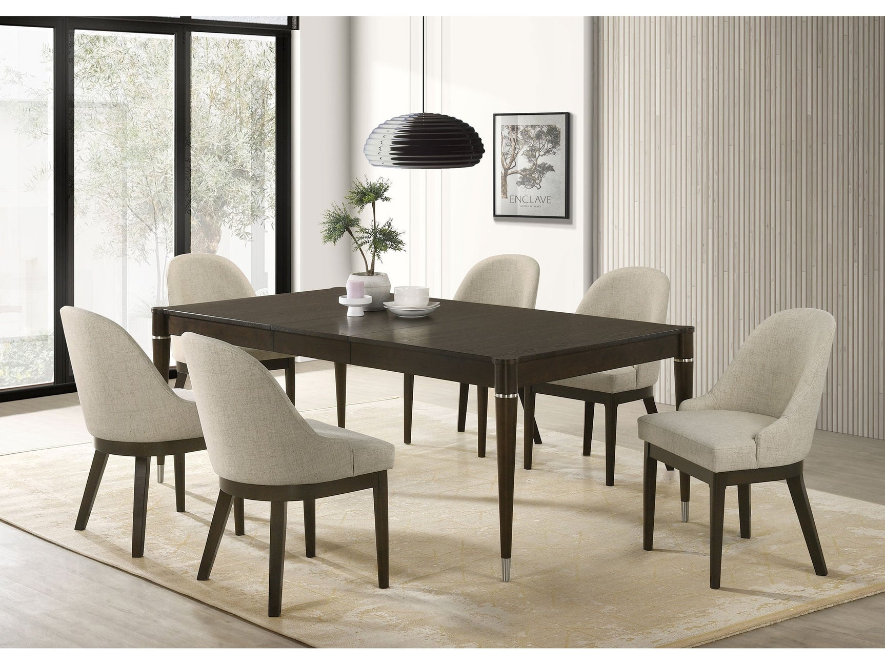 Reseda Ash Brown 7-piece Rectangular Dining Set - Ornate Home