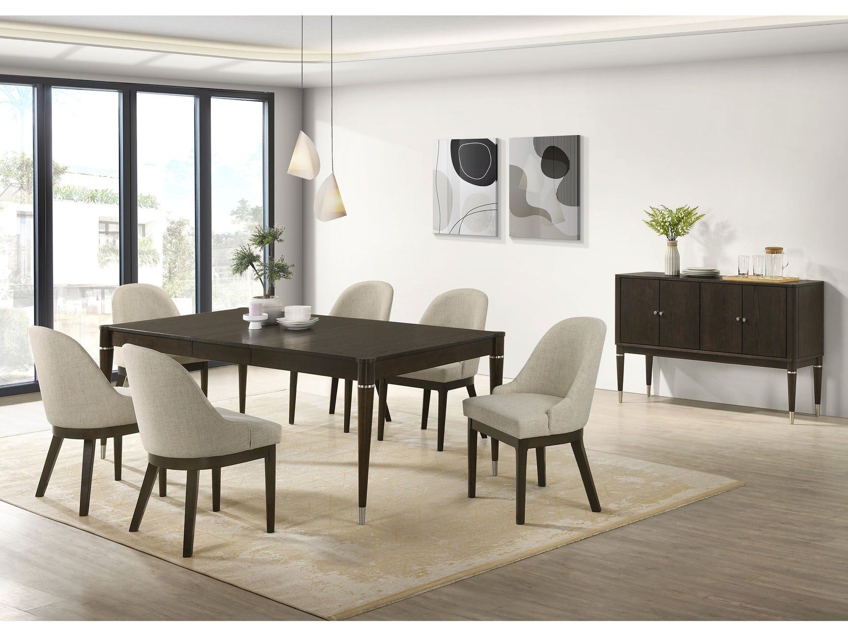 Reseda Ash Brown 8-piece Dining Set With Sideboard - Ornate Home