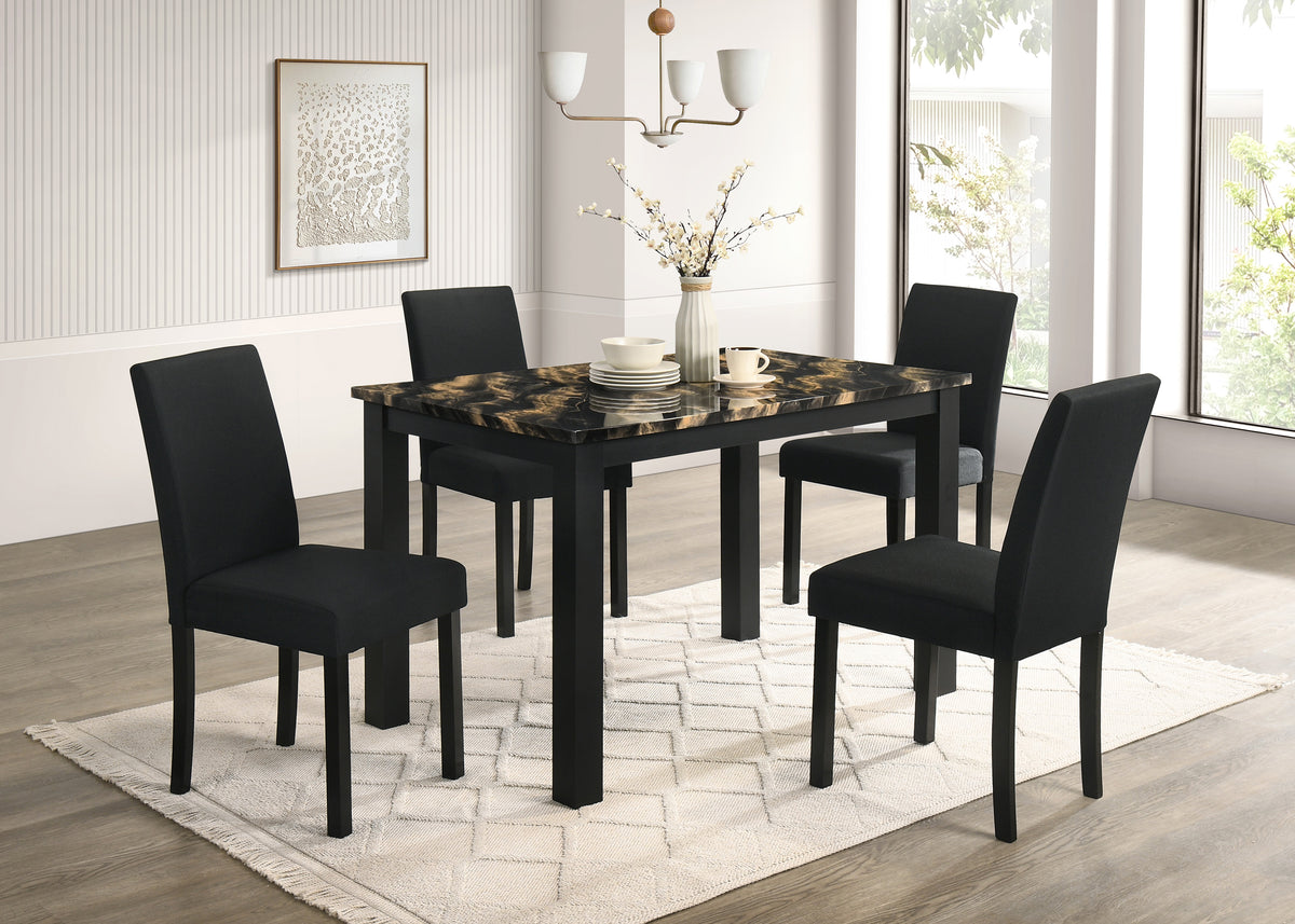 Resia Gold/Black Faux Marble Rectangular Dining Table - Ornate Home