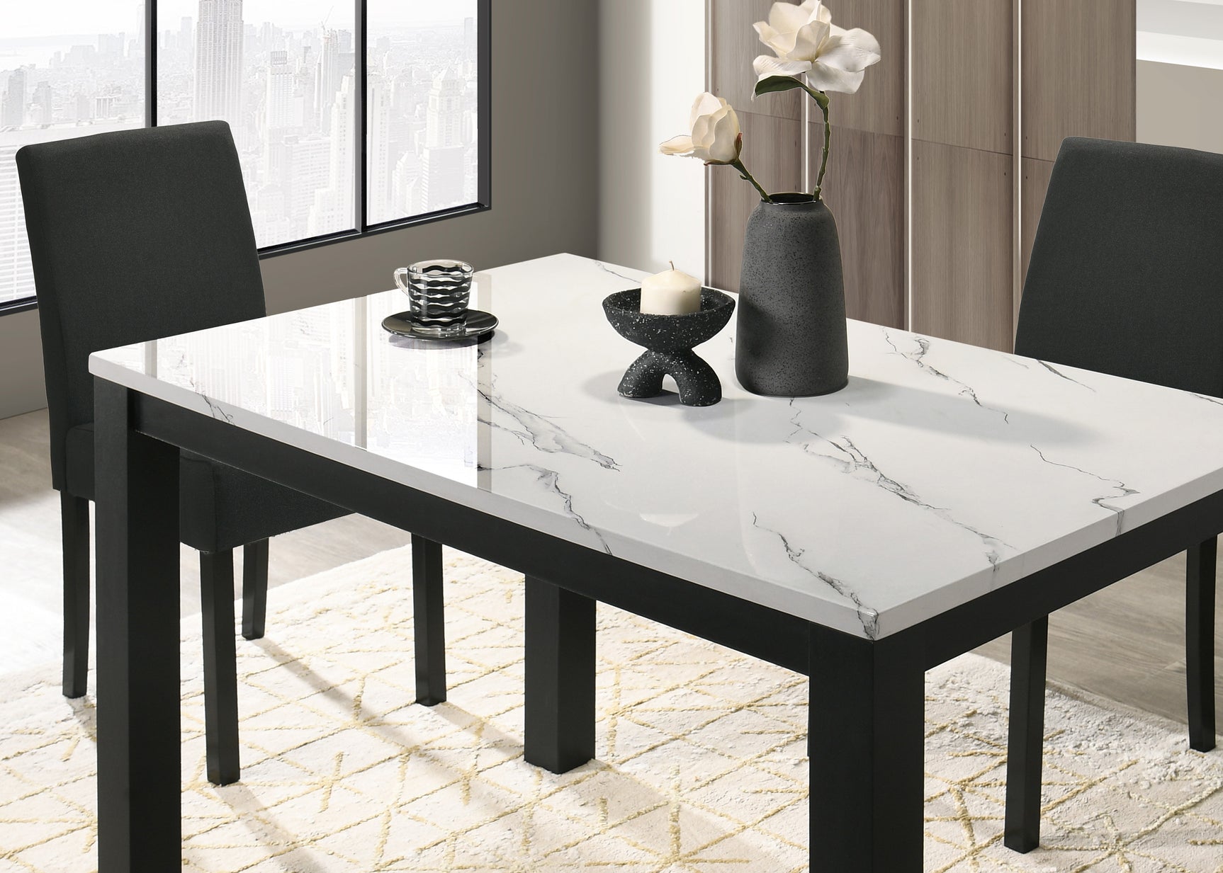 Resia Black/White Dining Set - Ornate Home